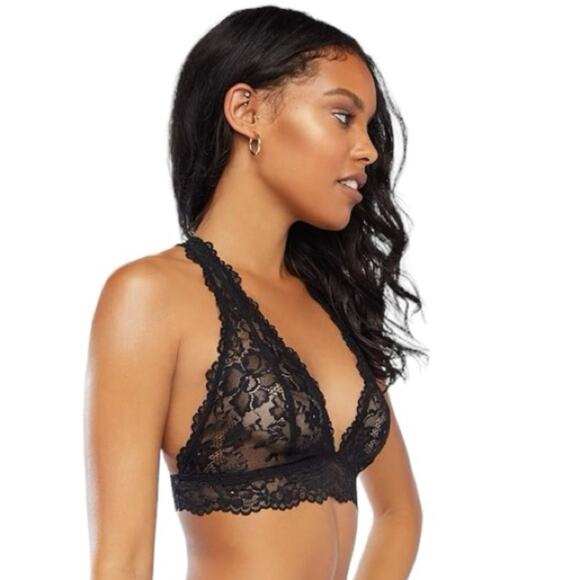 Savaage X Fenty Floral Lace Racerback Bralette Plunging Neckline Black Size XL - Picture 3 of 10